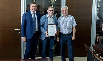 В министерстве физ.культуры и спорта чествовали победителей первенства Европы U23 по греко-римской борьбе Сергея Степанова, Шамиля Ожаева, Михаила Лаптева_12